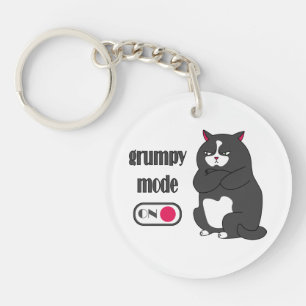 Grumpy mode on funny fat cat  key ring