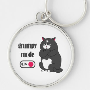 Grumpy mode on funny fat cat  key ring