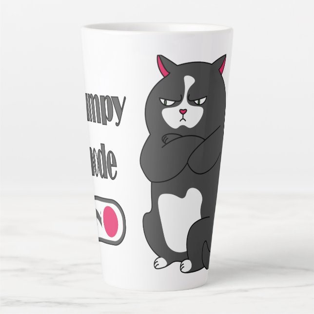 Grumpy mode on funny fat cat   latte mug (Front)