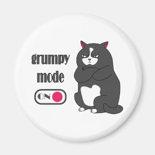 Grumpy mode on funny fat cat magnet