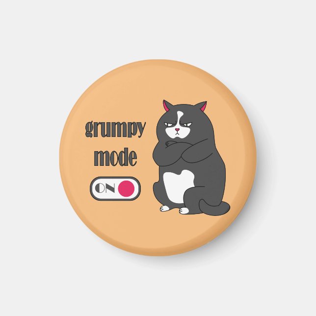 Grumpy mode on funny fat cat   magnet (Front)