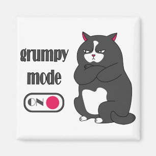 Grumpy mode on funny fat cat  magnet