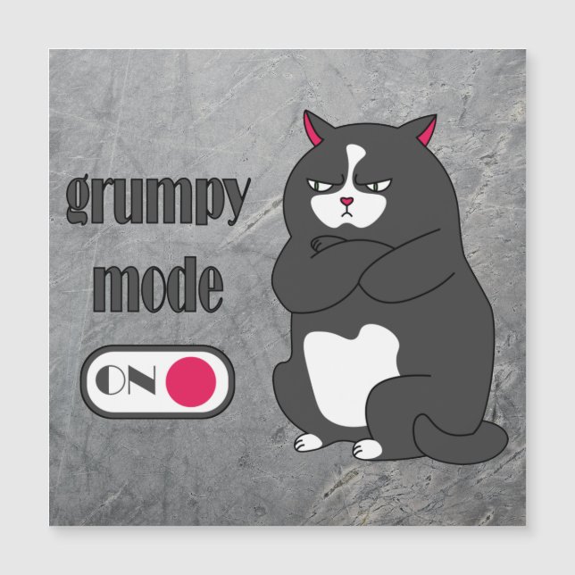 Grumpy mode on funny fat cat Magnetic Card (Front)