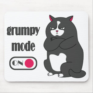 Grumpy mode on funny fat cat  mouse pad