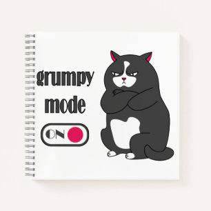 Grumpy mode on funny fat cat  notebook