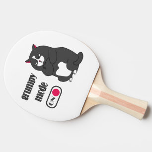 Grumpy mode on funny fat cat ping pong paddle