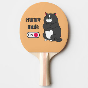 Grumpy mode on funny fat cat ping pong paddle