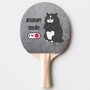 Grumpy mode on funny fat cat ping pong paddle