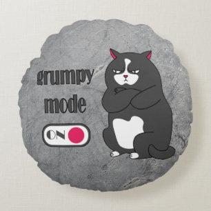 Grumpy mode on funny fat cat round cushion