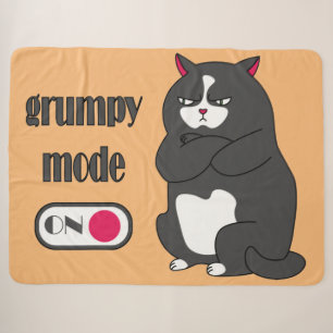Grumpy mode on funny fat cat  sherpa blanket