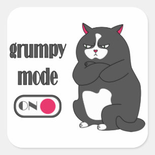 Grumpy mode on funny fat cat  square sticker