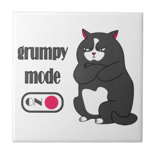Grumpy mode on funny fat cat tile