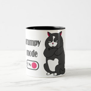Grumpy mode on funny fat cat Two-Tone coffee mug