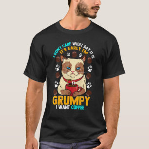 Grumpy Morning Cat Before Morning Coffee T-Shirt