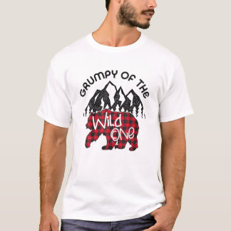 Grumpy Of The Wild One First Birthday Red Plaid T-Shirt