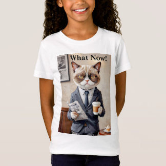 Grumpy Office Cat What Now T-Shirt