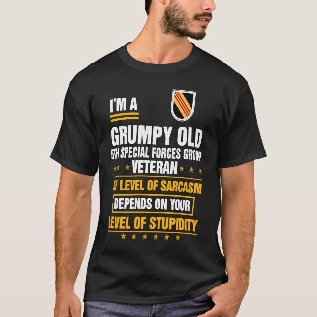 Grumpy Old 5th Special Forces Group Veteran Father T-Shirt (Front)