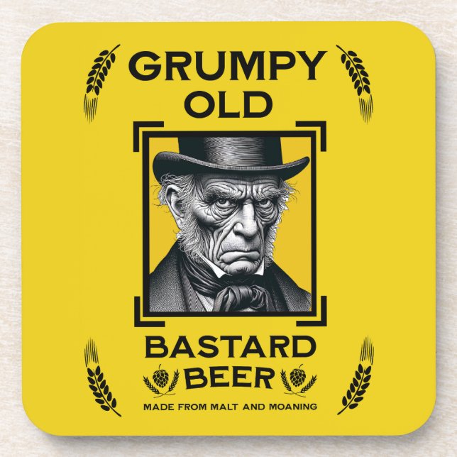 Grumpy Old Bastard Beer Coaster (Front)