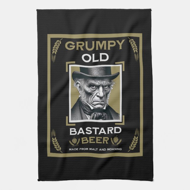 Grumpy Old Bastard Beer Tea Towel (Vertical)