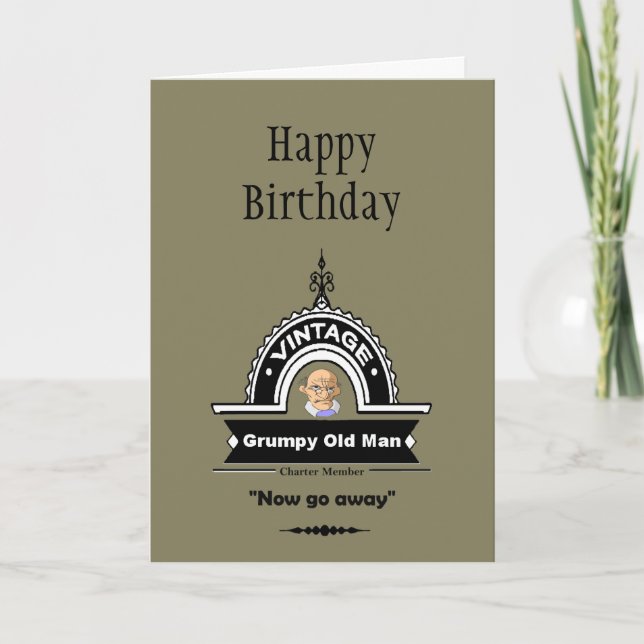 Grumpy Old Man Club Fun "Over the Hill" Birthday Card (Front)