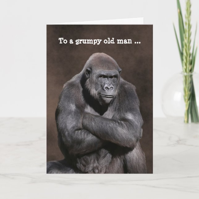 Grumpy Old Man Gorilla Birthday Card (Front)