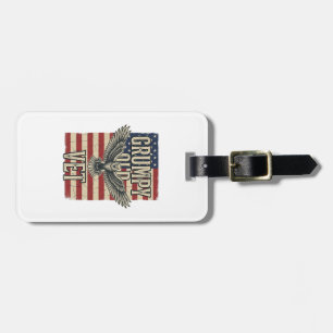 Grumpy Old Vet Patriotic Eagle Flag Shirt Design Luggage Tag