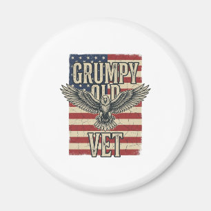 Grumpy Old Vet Patriotic Eagle Flag Shirt Design Magnet