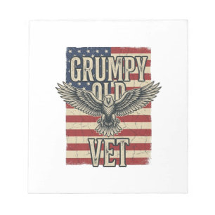Grumpy Old Vet Patriotic Eagle Flag Shirt Design Notepad