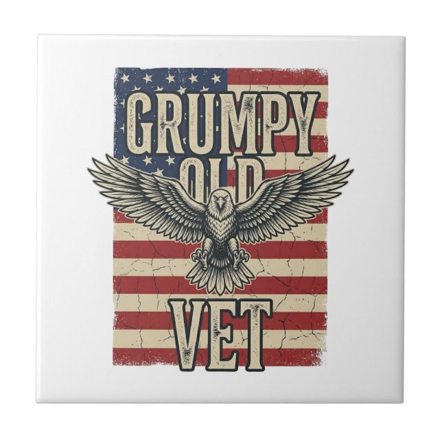 Grumpy Old Vet Patriotic Eagle Flag Shirt Design Tile (Front)