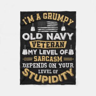 Grumpy Old Veteran Patriotic Funny Military Vetera Fleece Blanket
