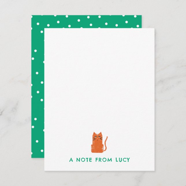 Grumpy Orange Cat Children's Stationery Card (Front/Back)