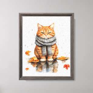 Grumpy Orange Cat in Rain Canvas Print
