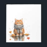 Grumpy Orange Cat in Rain Notepad<br><div class="desc">Grumpy Orange Cat in Rain</div>
