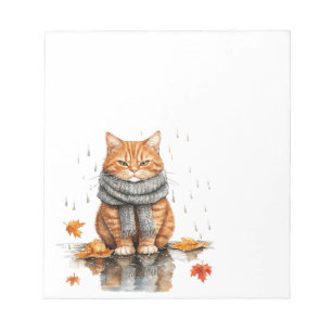 Grumpy Orange Cat in Rain Notepad
