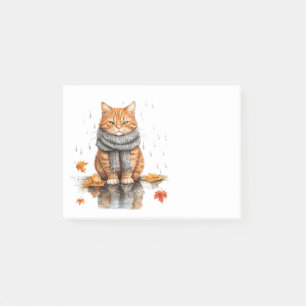 Grumpy Orange Cat in Rain Post-it Notes