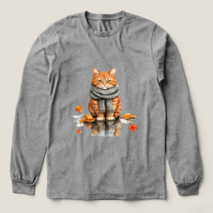 Grumpy Orange Cat in Rain Tri-Blend Shirt