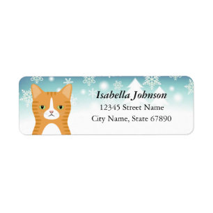 Grumpy Orange Tabby Cat Return Address Labels