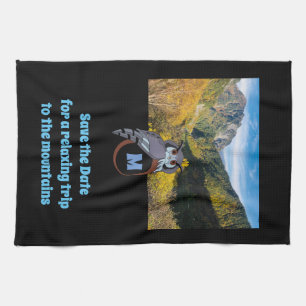 Grumpy Owl Nesting on Monogram Egg Photo Tea Towel