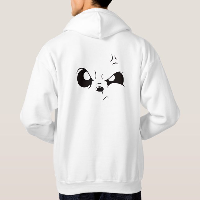 Grumpy Panda Face Minimalist White Oversized Hoodi Hoodie (Back)