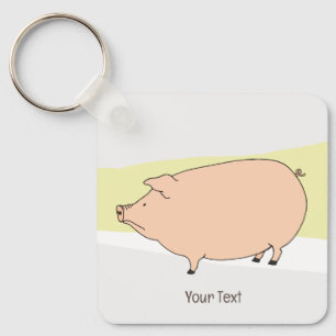 Grumpy Pig Neutral Colours Personalised Keychain