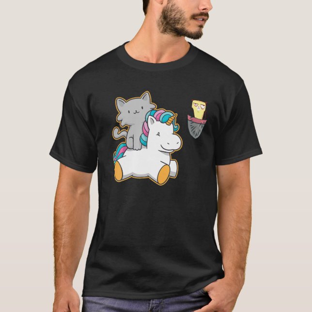 Grumpy Pocket Cat Unicorn Meowgical Kawaii Caticor T-Shirt (Front)