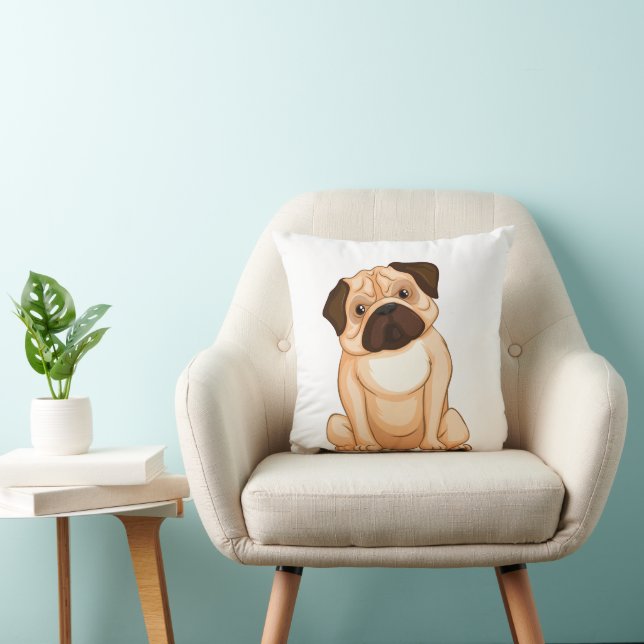 Grumpy Pug Cartoon Cushion (Chair)