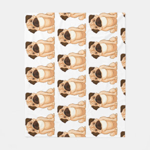 Grumpy Pug Cartoon Fleece Blanket