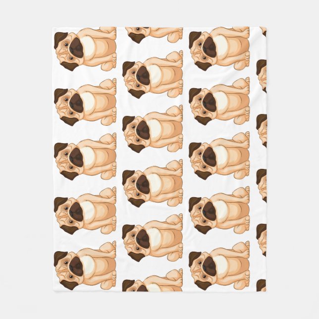 Grumpy Pug Cartoon Fleece Blanket (Front)
