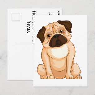 Grumpy Pug Cartoon Postcard
