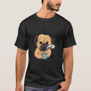 Grumpy Pug Dog With Coffee Morning Grouch T-Shirt