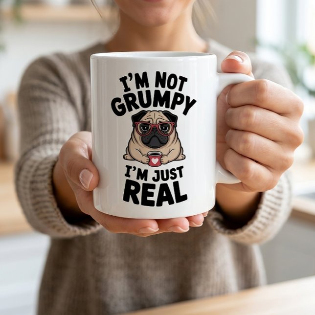 Grumpy Pug Funny Sarcastic Antisocial Dog Lover Coffee Mug (Creator Uploaded)