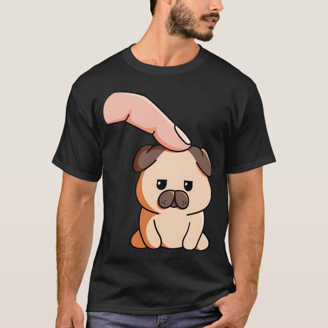 Grumpy Pug Head Pat T-Shirt (Front)