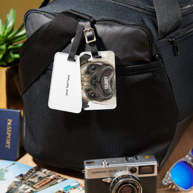 Grumpy Puggy Gifts Luggage Tag (Front & Back)