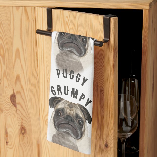 Grumpy Puggy Gifts Tea Towel (Thirds Fold)